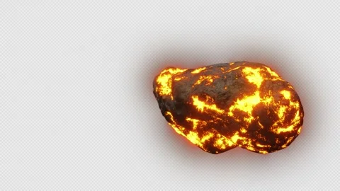 A burning asteroid flying in space, the video has an alpha channel Video stock 242839249