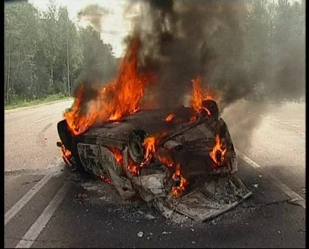 Burning automobile Stock Footage 281344