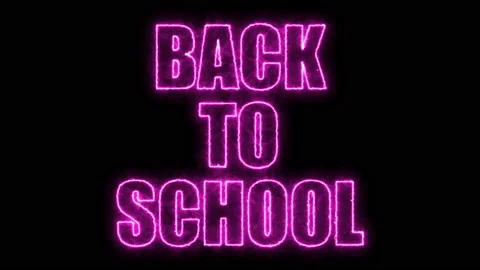 Burning Back to school text on black, 3d render background, computer generating Stock Footage 88687873