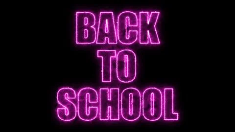 Burning Back to school text on black, 3d render background, computer generating Stock Illustration