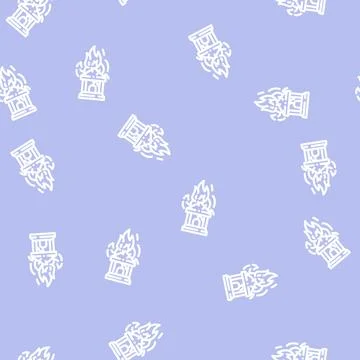Burning bank line vector seamless pattern 스톡 일러스트