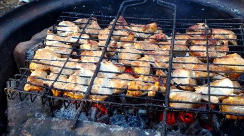 Burning Barbecue Stock Footage 62883857