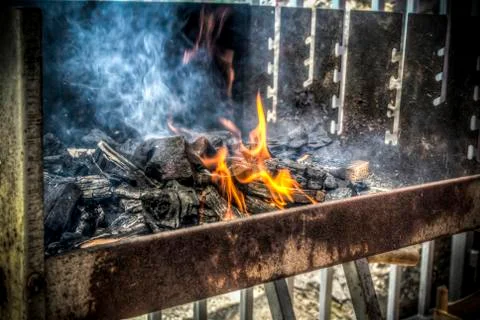 A Burning Barbecue Stock Photos