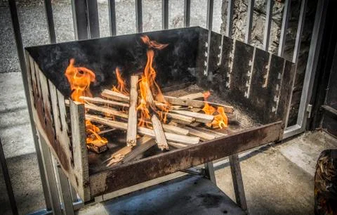 A Burning Barbecue Stock Photos