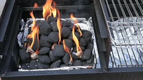 Burning BBQ Charcoal, Slow Motion Stock Footage 40325757