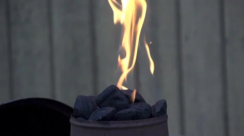 Burning BBQ Coals Stock Footage 32919800