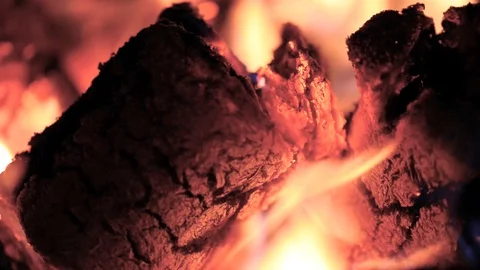 Burning bio environmental briquettes Stock Footage 98200737
