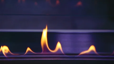 Burning bio fireplace. Close up of flame. Stock Footage 114519063