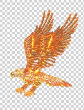 Burning bird or phoenix. isolated. Flame, Fire danger object. Png Stock Illustration
