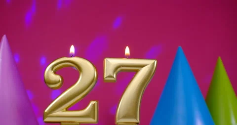 Burning Birthday Cake Candle Number 27 Stock Video Pond5