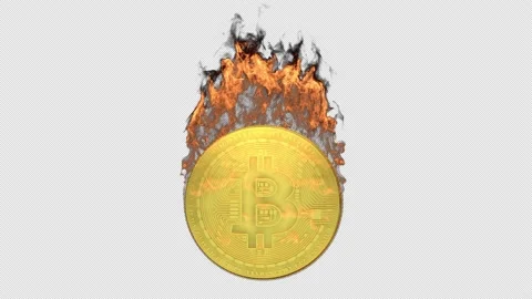 Burning Bitcoin On Alpha Stock Footage 157373596
