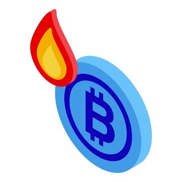 Burning bitcoin is falling in value, cryptocurrency crash concept Stock Illustration