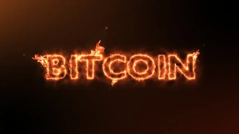 Burning Bitcoin Fire Text Background Stock Footage 244908071