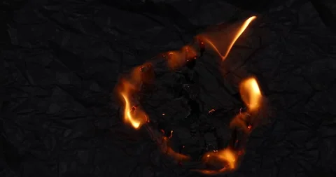 Burning Black Paper Stock Footage 170589149