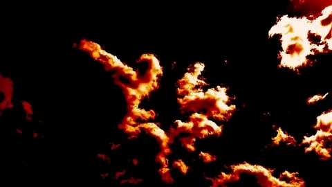 Burning Blowing Hell Fire Clouds Time Lapse Epic Cinematic Stock Footage 76008499