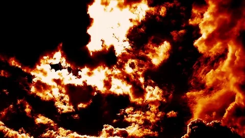 Burning Blowing Hell Fire Clouds Time Lapse Epic Cinematic Stock Footage 76009371
