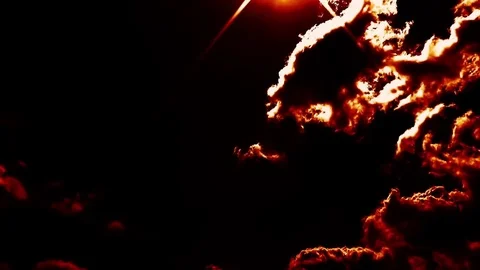 Burning Blowing Hell Fire Clouds Time Lapse Epic Cinematic Stock Footage 76015598