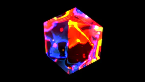 Burning blue and red magic sphere Video stock 241786460