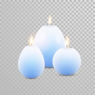 Burning blue candles decorative vector set Illustration