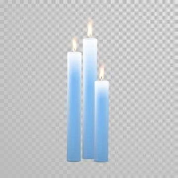Burning blue candles decorative vector set Stock Illustration
