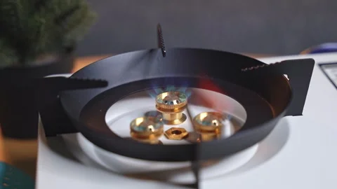 Burning Blue Flame On Portable Gas Stove Stock Footage 340196304