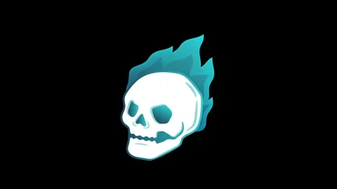 The Burning Blue Skull in Black Background 4K Animation Stock Footage 251854013