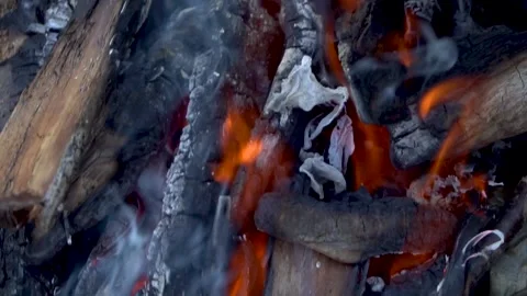 A burning bonfire from above Stock Footage 159022293