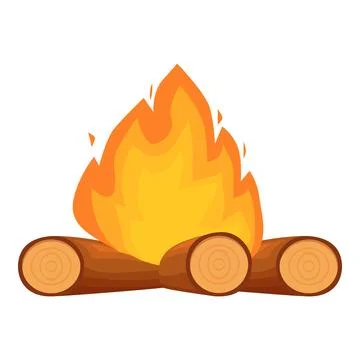 Burning bonfire with bright flames and logs fueling the fire Stock Illustration