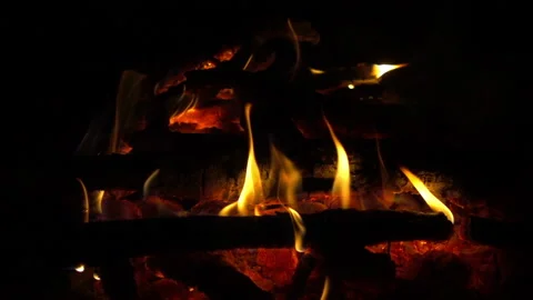 Burning bonfire close up, 8x 240 fps slow motion Stock Footage 86288222