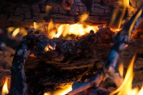 Burning bonfire close-up. Abstract background. Concept of nature and danger Stock Photos