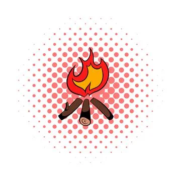 Burning bonfire icon, comics style Illustrazione stock