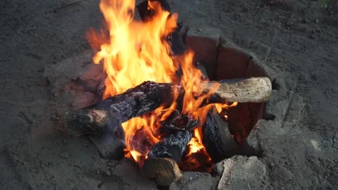 Burning bonfire in open air. Stock Footage 169758246
