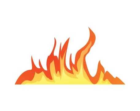 Burning bonfire or campfire border effect flat vector, cartoon red flame of fire Stock Illustration