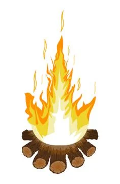 Burning bonfire or campfire. Logs and fire Stock Illustration