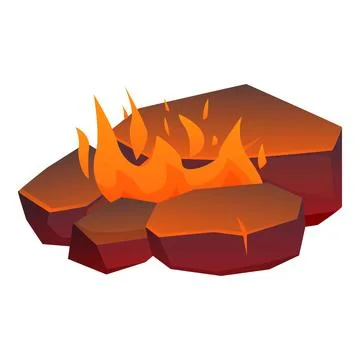 Burning bonfire on stone surface providing warmth and light Stock Illustration