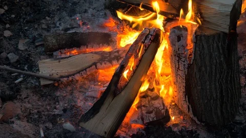 Burning bonfire from top Stock Footage 93163706