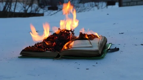 Burning book Video stock 104689022