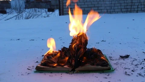Burning book Video stock 104689211