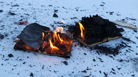 Burning book Video stock 104689446