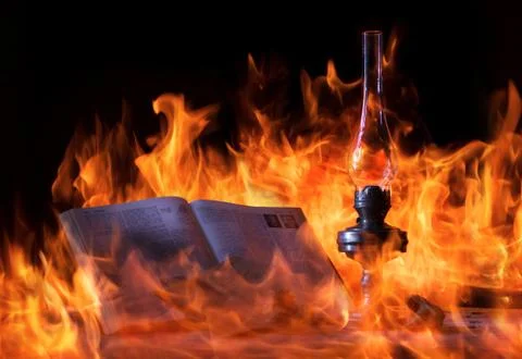Burning book Stock Photos