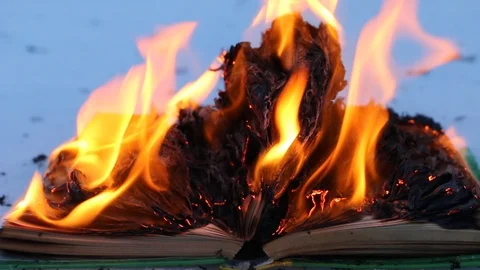 Burning book in the snow. Video stock 104689282