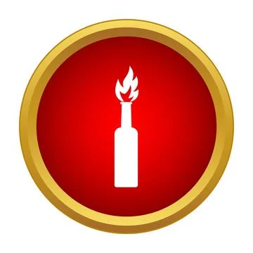 Burning bottle icon representing protest and violence Stock Illustration