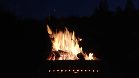 Burning brazier on a dark night. Stock Footage 144289140