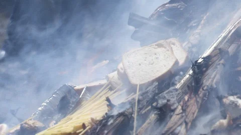 Burning bread, spaghetti and cornflakes. Jerusalem. C0029-2 Video stock 98534579