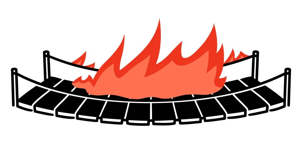 Burning bridge drawing Stock Illustration