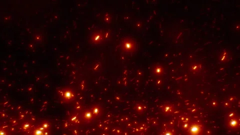 Burning Bright Spark Rising High from Big Fire in Night Sky Seamless. Abstract Video stock 280683314