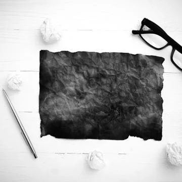 Burning brown paper and crumpled paper black and white tone color style Stock Photos