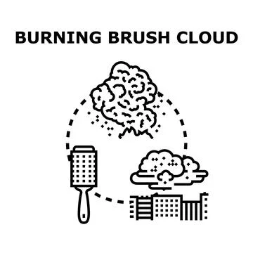 Burning brush cloud causing air pollution concept 스톡 일러스트
