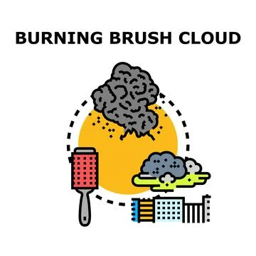 Burning brush cloud causing air pollution concept Stockillustratie