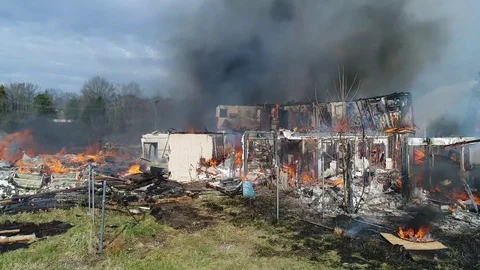 Burning Building Slide Video stock 84778566